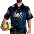thumbnail image 4 of Cancer Constellation Men's Button Down Spread Collar Casual Printed Short Sleeve Summer Beach Unisex Shirts, 4 of 6