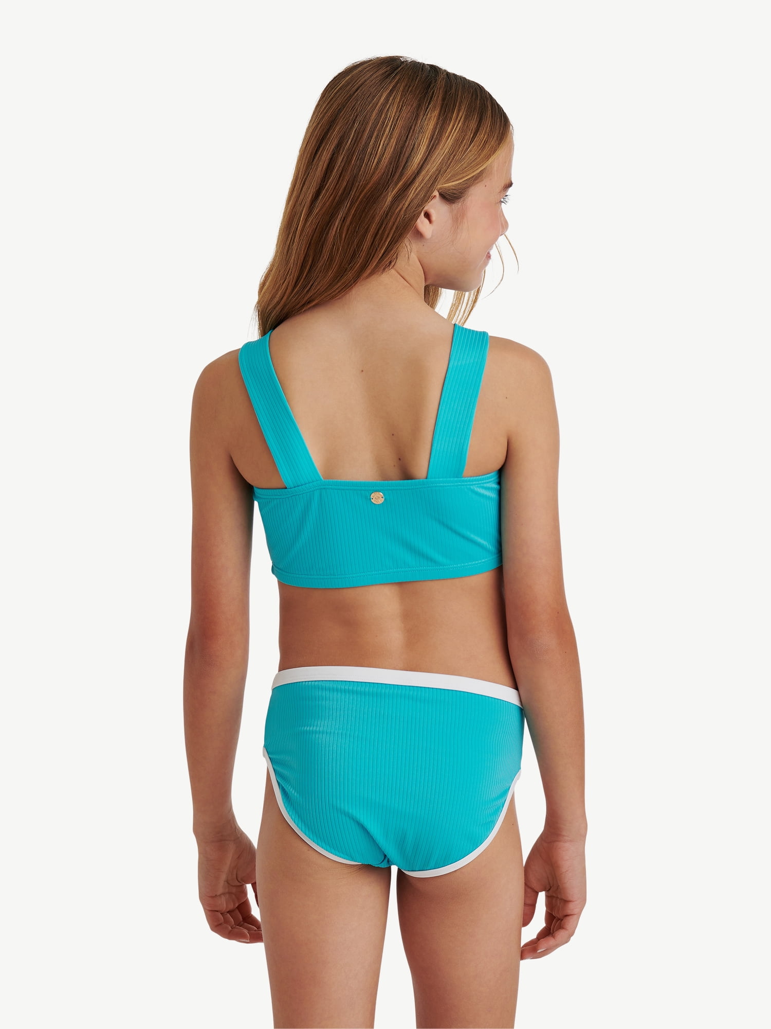 Justice Girls Ribbed Zipper Bikini Swimsuit, 2 Piece, Sizes XS-XL