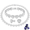 thumbnail image 1 of SET CONJUNTO ARIANA GRANDE CORAZONES SWAROVSKI COLLAR PULSERA ARETES PLATEADO ACCESORIOS MUJER, 1 of 5