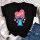 thumbnail image 3 of Ropa para niños kawaii Ohana Stitch Disney Lilo Stitch dibujos animados niños camisetas de algodón camisetas de verano camisetas blancas y negras, 3 of 5