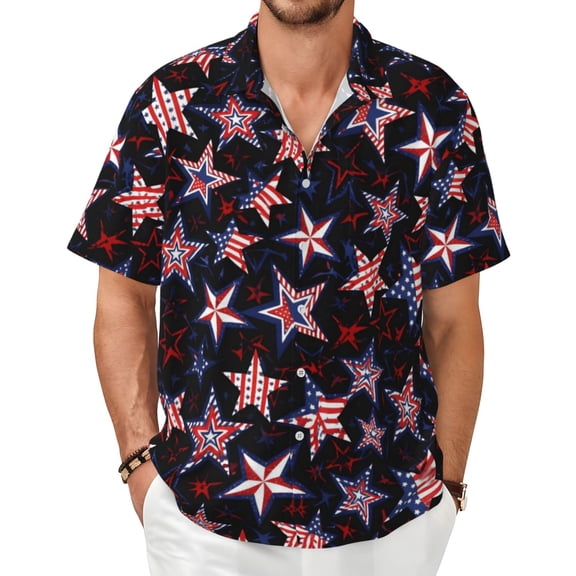 American Patriotics Men'S Short-Sleeved Shirts with All-Over Prints for Indoor and Outdoor Wear