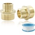 thumbnail image 1 of HUGFEGWE 2 Packs RV Faucet Adapter, 1/2 to 3/4 Reducer, Brass Compression Fitting, Plumbing Water Hose Connector Compatible CJB91-55636, 1 of 5
