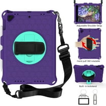 iPad 9.7 2018/2017 Case with Screen Protector, Dteck iPad 6th Gen / iPad 5th Gen / iPad Air 9.7 / iPad Pro 9.7 Case, Heavy Duty Shockproof Case with 360 Rotating Kickstand Shoulder Strap, Purple Mint