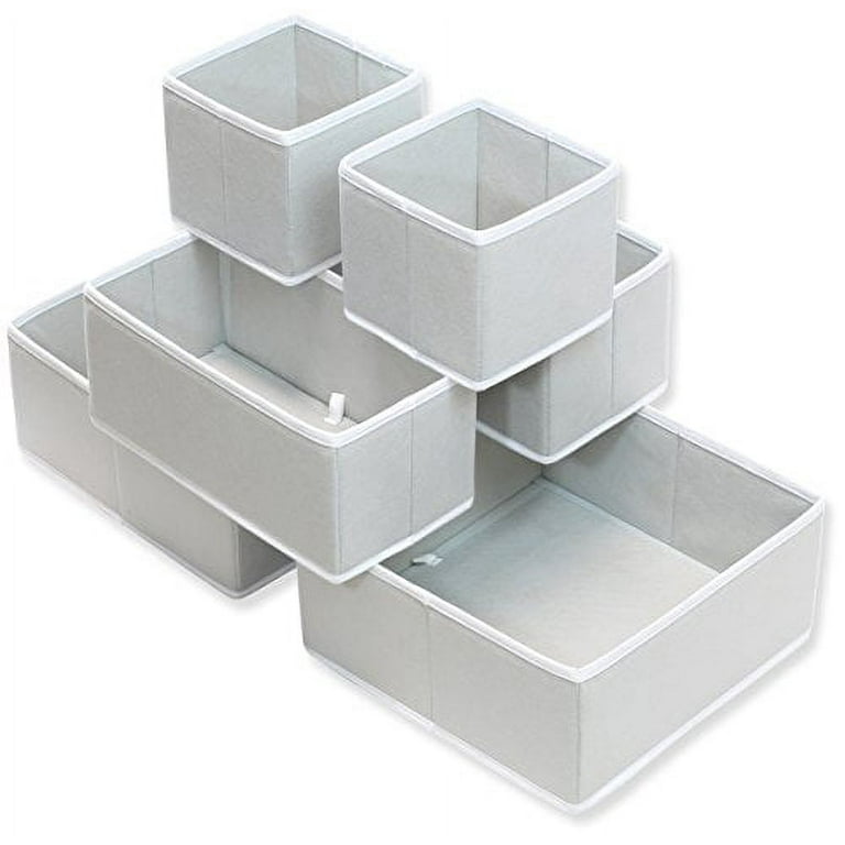 SimpleHouseware Foldable Cloth Storage Box Closet Dresser Drawer Divider  Organizer Basket Bins for Underwear Bras, Gray (Set of 6) 