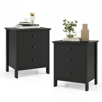 Topbuy 2-Piece 3Drawers Modern Nightstand Bedside Table Wooden End Table Black