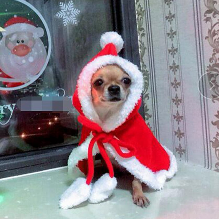 Cat Dog Christmas Outfit Pet Costume Cape Santa Christmas Cat