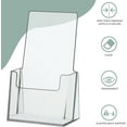 thumbnail image 2 of Pack of 2 - Acrylic Brochure Holder 4” wide x 9” high ’’ Trifold Pages, Countertop Acrylic Literature Holder Plastic Flyer Display Stand for Magazine, Pamphlet, Booklets, Menu, Journals, 2 of 4