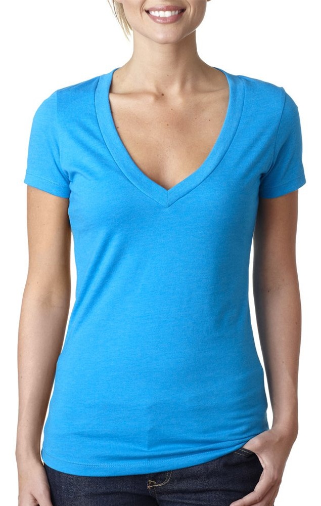 Women's Deep V-Neck Short Sleeve T-Shirt