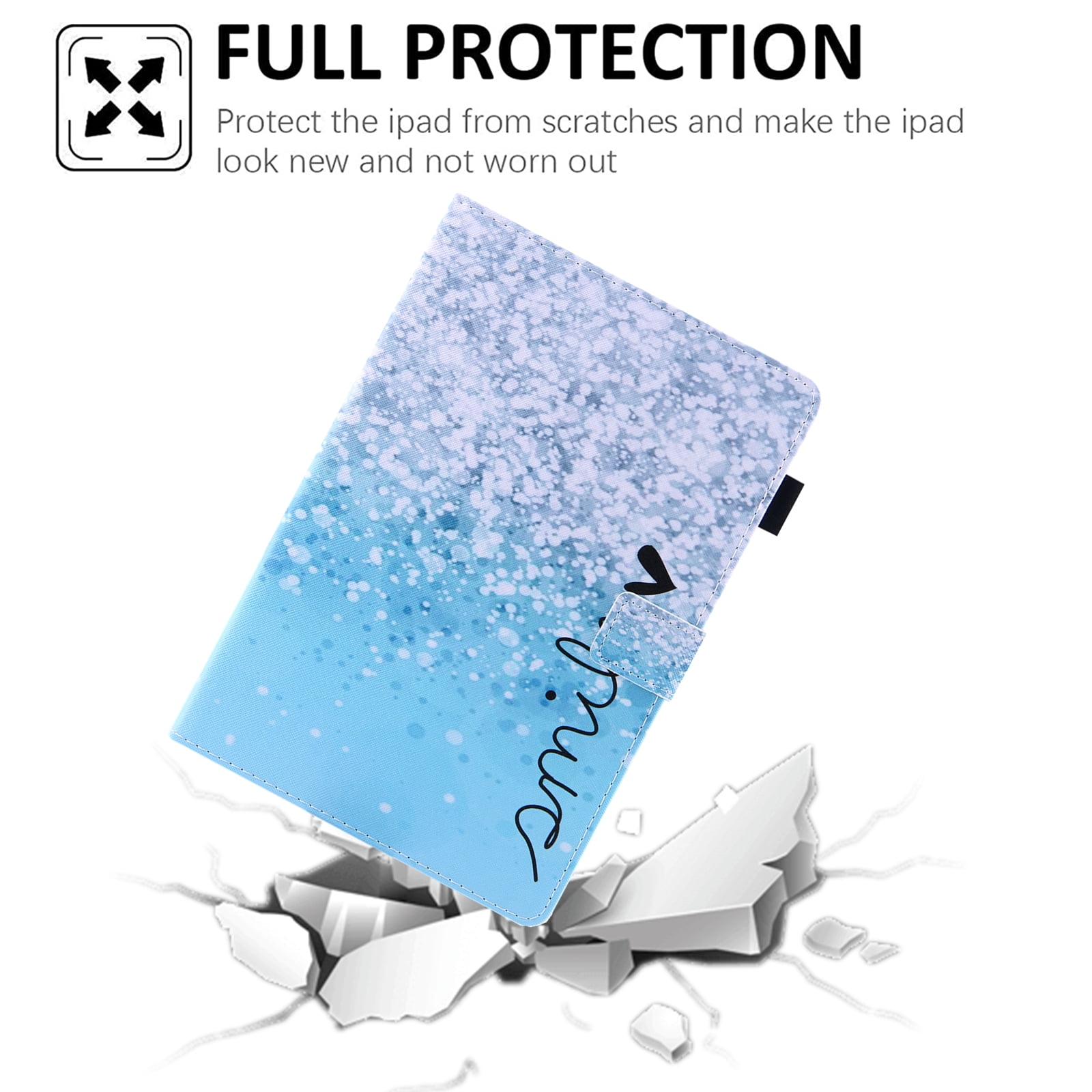 Allytech for Apple iPad 10th Generation 10.9 inch Case 2022 with Stand Pencil Holder Card Pockets [Auto Wake/Sleep] Slim PU Leather Magnetic Smart Folio Wallet Shockproof Cover, Blue Bubbles Smile
