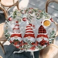 thumbnail image 2 of Grey Christmas Round Tablecloth, Fitted Table Cover with Elastic for 45"-54" Round Tables, Gnomes Xmas Tree Poinsettia Eucalyptus Table Cloth Outdoor Indoor Dinning Party Waterproof Tablecloths, 2 of 7