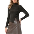 thumbnail image 4 of INSPIRE CHIC Women's Turtleneck Knit Top Asymmetric Slim Fit Basic Thermal Shirts M Dark Grey, 4 of 6