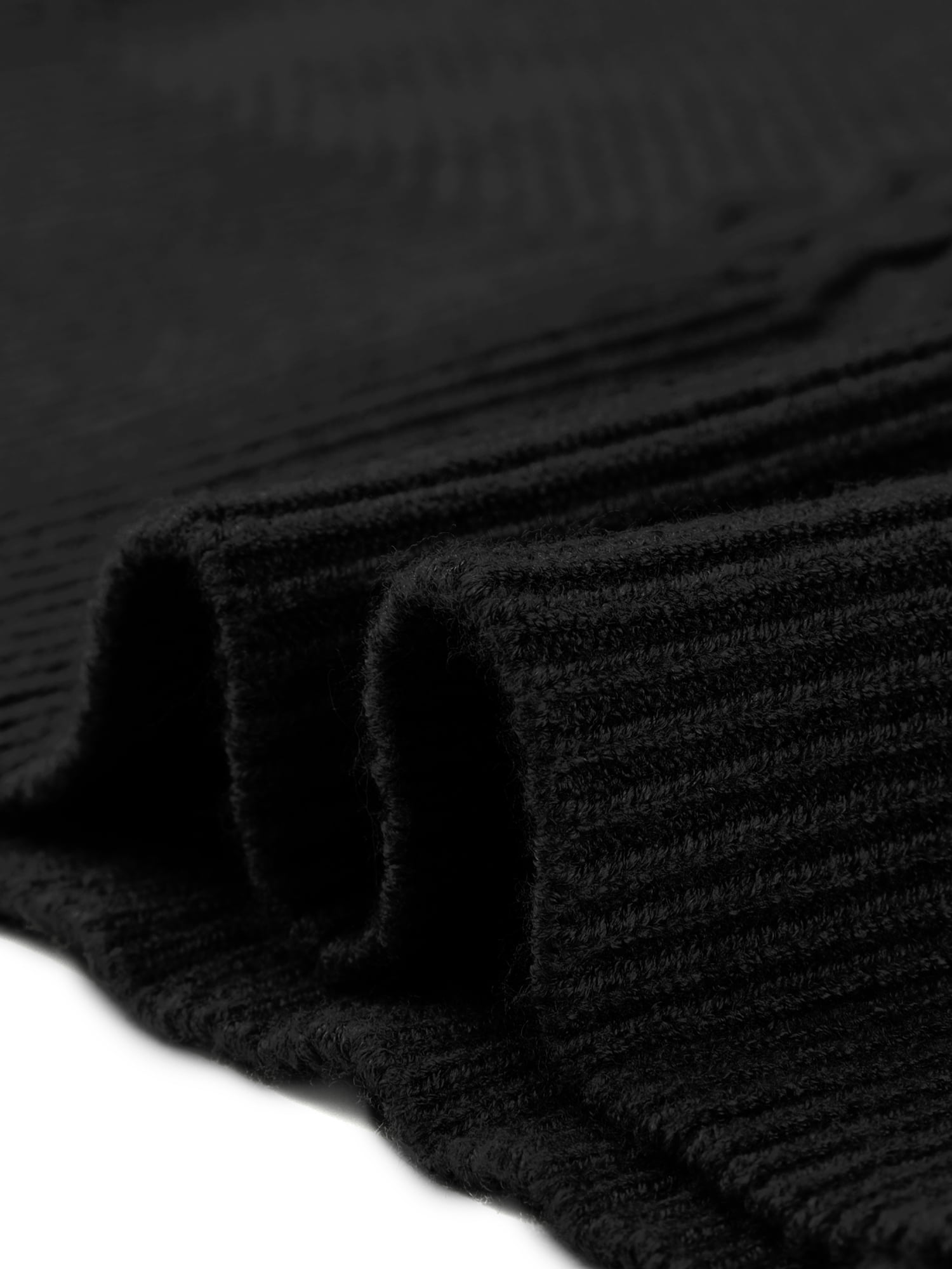 Unique Bargains Womens' Textured Long Sleeve Above Knee Casual Sweater Dress L Black