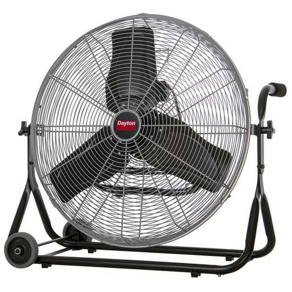 Dayton Mobile Floor Fan, 3 Speeds, Silver, Carrying Handle 61LD86