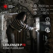 Ledlenser P7R 2000 Lumens Rechargeable LED Flashlight, IP68 Waterproof, USB-C