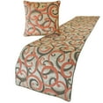 thumbnail image 2 of The HomeCentric King / Queen / Twin Orange Luxury Queen 74"x18" Bed Runner WITH Two Pillow Cover, Scroll, Jacquard & Quilted Bed Scarf on Jacquard fabric - Scroll Cascade, 2 of 4