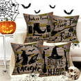 thumbnail image 2 of Vintage Halloween Witch Pillow Covers Pumpkin Trick or Treat Cat Bat Sorceress Broom Hat Boot Witchy Halloween Quotes Party Holiday Home Decor Pillows Cushion Cover Set of 4 16”x16”, 2 of 4