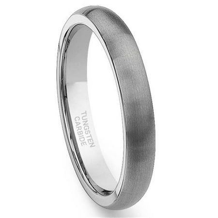 Tungsten Carbide 4mm Brushed Dome Wedding Band Ring Sz 7.0