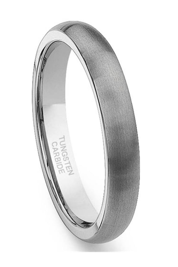 Tungsten Carbide 4mm Brushed Dome Wedding Band Ring Sz 9.0
