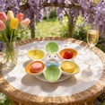 thumbnail image 6 of OEFNTAC Easter Egg Tray Ceramic Holder 6.4x1.2in Multi Slot Sturdy Glossy Finish Home Holiday Table Decorative Accent Desktop Snack Dessert Storage Party Host Gift Non-Slip Display, 6 of 6