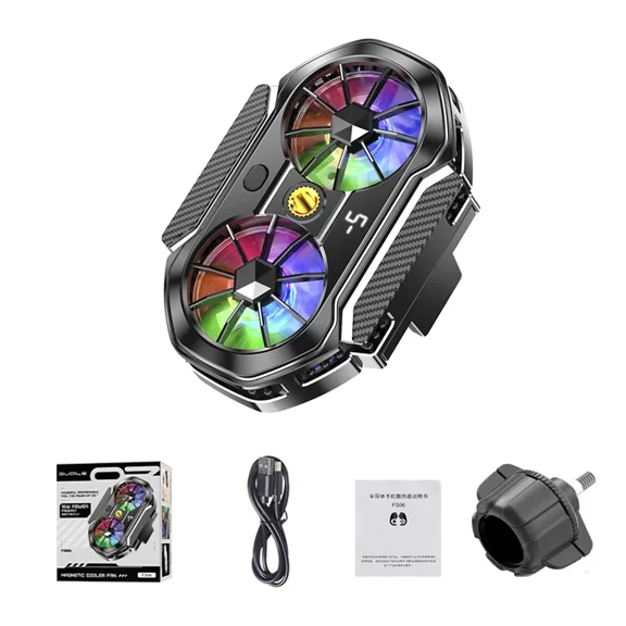 Fs06 universal mobile phone back-clip cooling dual fan radiator for live streaming digital display semiconductor game cooler