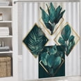 thumbnail image 4 of Shower Curtain Set 4 Piece include Shower Curtain and Rugs and Non Slip U Shaped Toilet Rugs Luxury Bathroom Decor Plant Geometry, 4 of 5
