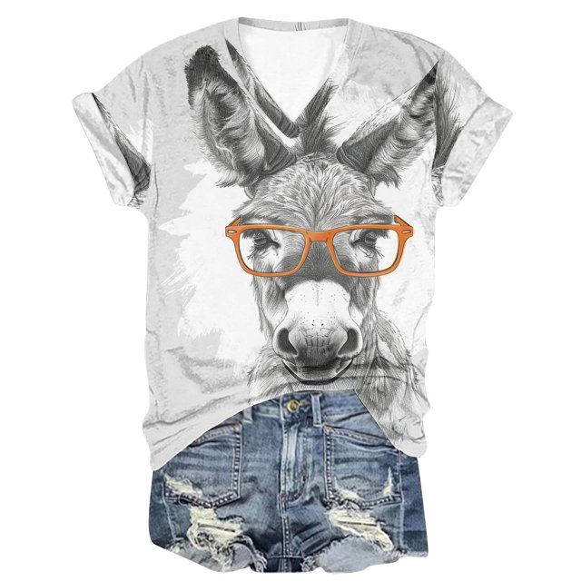 Blusas de Manga Corta para las Mujeres Causal V-Cuello Camiseta Sólida, Top de Moda de Verano para el Hogar Y Diario