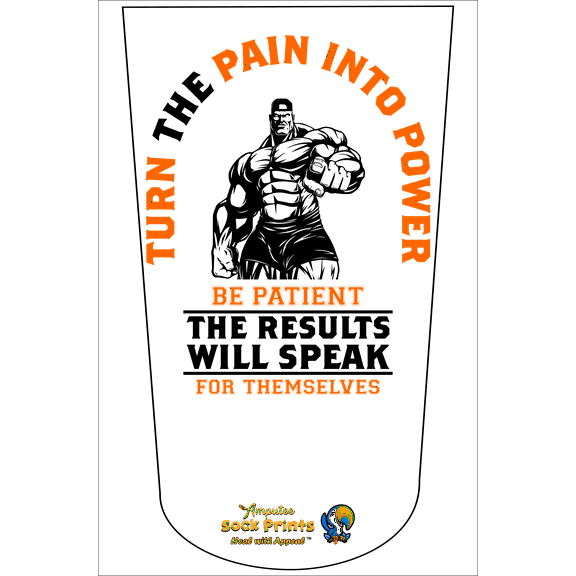 Amputee Sock "Turn pain to power V1" 3PLY Residual Wound, Over Shrinker Sock