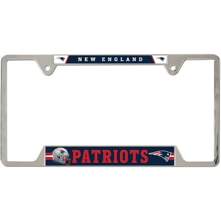 Celebrates New England Patriots Framed - New England Patriots WinCraft Chrome Plated Metal License Plate Frame - No Size
