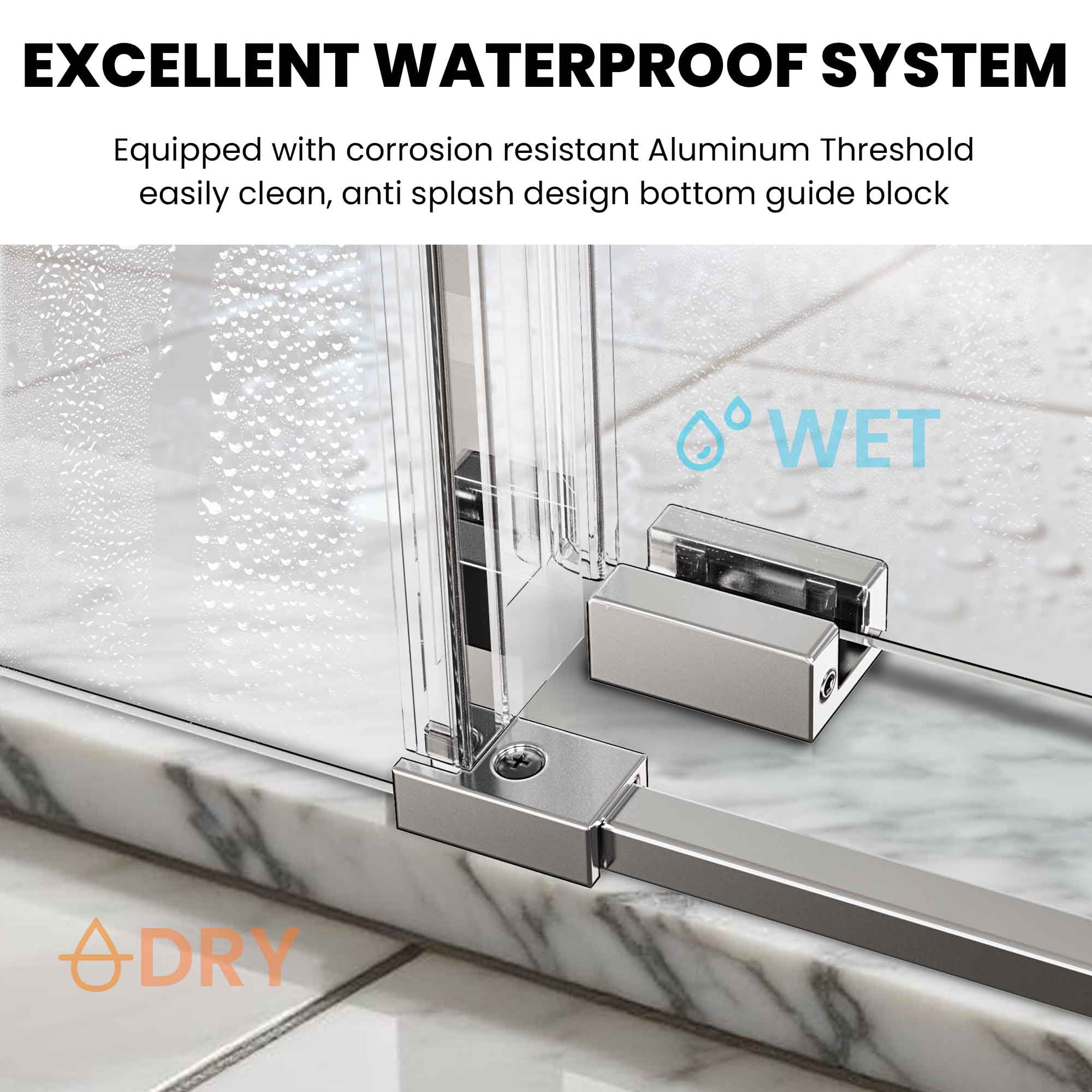 Leumius 56"-60"W X 60"H FramelessSingle Sliding Shower Door -5/16" (8mm) Clear TemperedGlass,Bypass Design,Chrome Finish