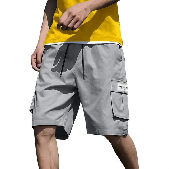 JXMVOJ Men's Summer Cotton Twill Work Shorts | Elastic Waist Adjustable Drawstring Multi-Scene Casual Pants