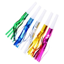 NICEXMAS 18Pcs Party Whistles with Fringe Assorted Colors Metallic Blowouts for Birthday Wedding Christmas Celebration