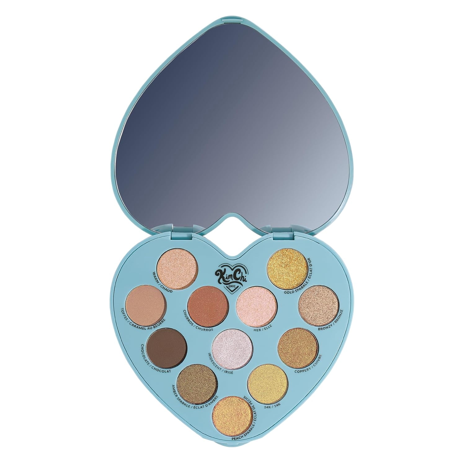 KimChi Chic Beauty Spinning Hearts Love Eyeshadow & Pigment Palette - 12 Shades for Soft Glam to Bold Looks, Long Lasting, Blendable, Cruelty Free, Partner in Crime 0.3 oz