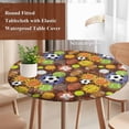 thumbnail image 4 of Ball Games Round Tablecloth, Fitted Table Cover with Elastic for 55"-60" Round Tables, Colored Football Baseball Basketball Rugby Table Cloth Outdoor Indoor Dinning Party Waterproof Tablecloths, 4 of 7