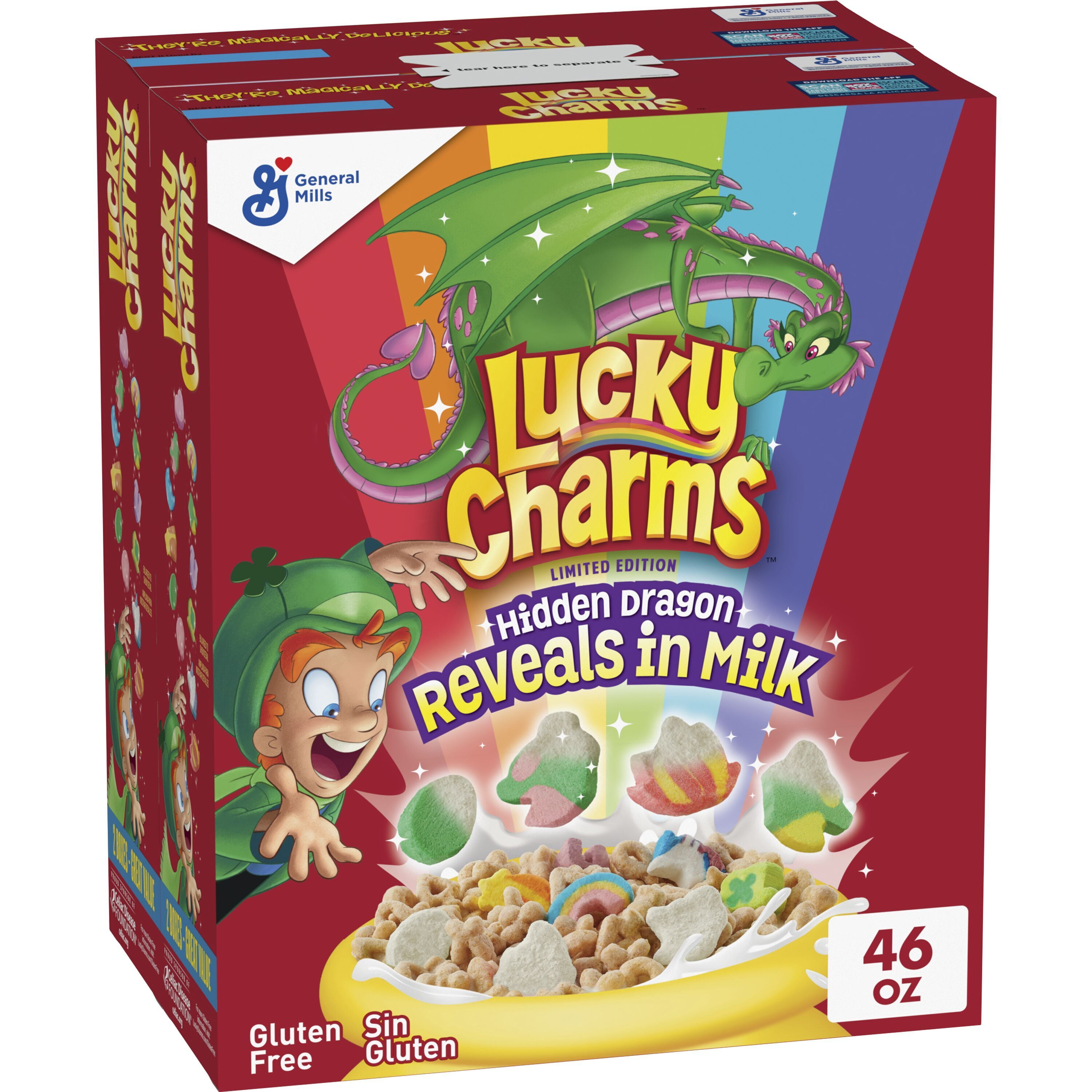 Lucky Charms Cereal with Hidden Dragon Marshmallows, Great Value Pack ...