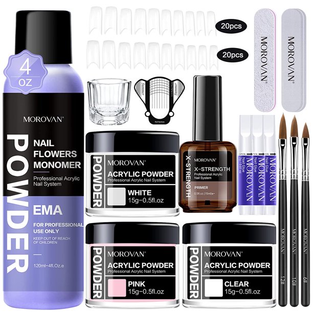 Morovan Acrylic Nail Kit 3 Colors Acrylic Nail Powder and Liquid Set