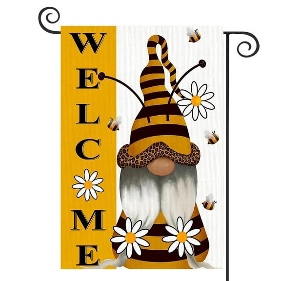 DMERBYL Summer Garden Flag 12x18 Inch Vertical Double Sided Cute Bee Outside Welcome Burlap Small Seasonal Yard Decoration