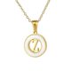 thumbnail image 1 of Collar de letras de acero inoxidable redondo con concha de oro de 18 quilates, anillo de acero de titanio de moda europea y americana, colgante de 26 letras para mujer, 1 of 6