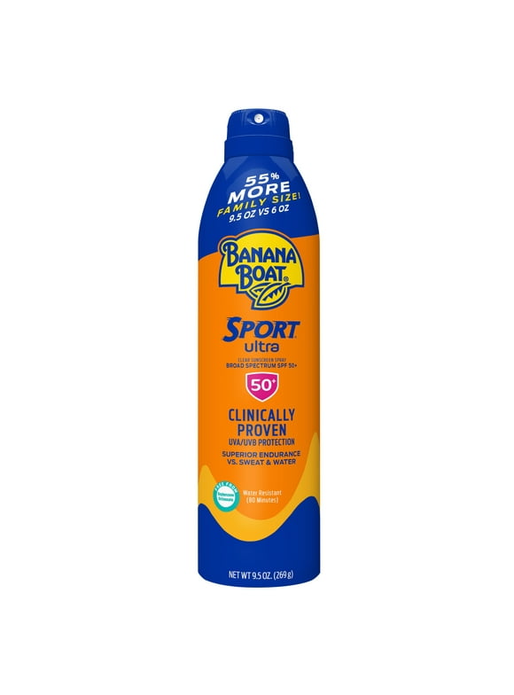 Banana Boat Sport Ultra SPF 50 Sunscreen Spray, Family Size Sunscreen, Sun Protection, 9.5 oz