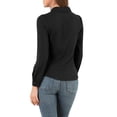 thumbnail image 3 of INSPIRE CHIC Women's Button Down Shirt Peter Pan Collar Tie Neck Solid Color Blouse XL Black, 3 of 8