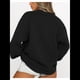 thumbnail image 5 of Sudaderas de Larga para Mujer, Cuello Redondo, Jerséis Holgados, Tops de Otoño Negro L, 5 of 9