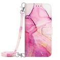 thumbnail image 2 of for Samsung Galaxy S24 PU Leather Wallet case, Marble Pattern Credit Card Holder,Flip Folio Book Kickstand Cover Women Men with Long + Short Strap for Samsung Galaxy S24, Pink/Purple, 2 of 10