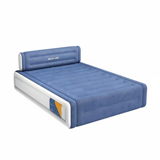 Abbraccia Cama inflable flocada celestial navy, colchón doble, inflado automático, diseño elevado