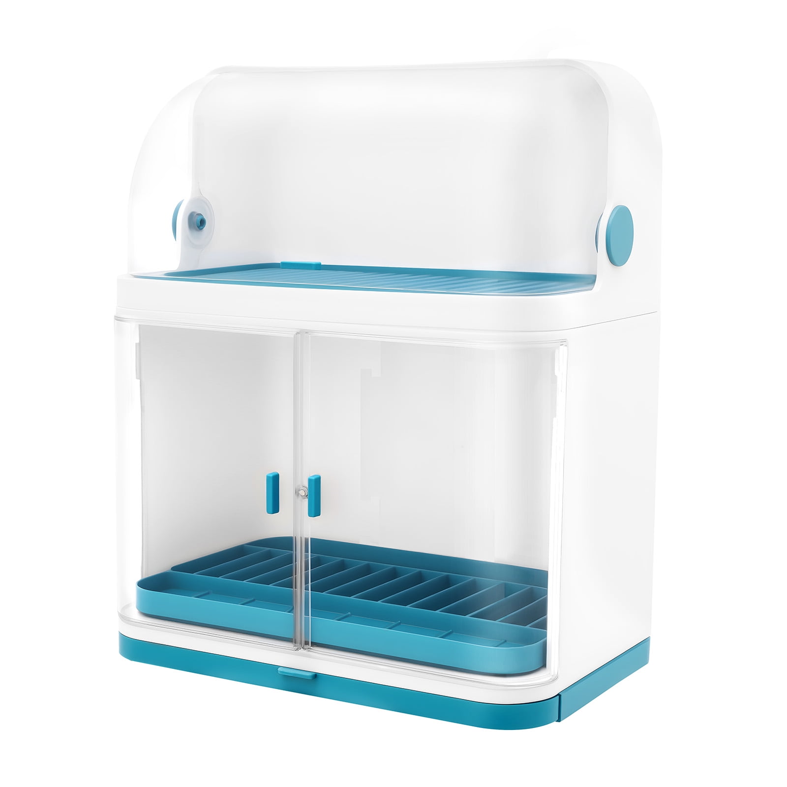 Dish Drying Rack with Lid Cover 2-Tier Kitchen Organizer Storage Cup Holder
