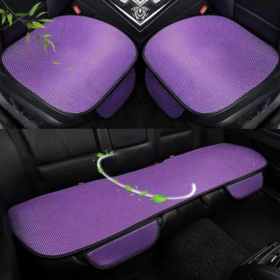 Breathable & Anti-Slip Viscose Filament Car Seat Covers,Ice Silk Non-Slip Car Seat Pad for Summer Breathable and Refreshing (Purple,2 Front Seat)