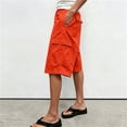 thumbnail image 4 of Mifsaly Capri Cargo Pants for Women Elastic Drawstring Waist Cropped Trousers with Pockets Lightweight Casual Knee Length Vacation Summer Capris Red,XL, 4 of 7