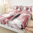 thumbnail image 3 of Homewish Abstract Ombre Adult Queen Sheet Sets, White Red Artwork Flat Sheet, Minimalism Mid Century Queen Fitted Sheet, Ultra Soft Bedroom Decor, 4-Piece, 3 of 7