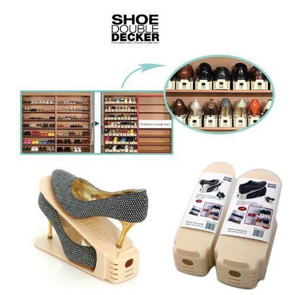 Double Decker Désencombrez et Organisez Vos Chaussures solution Instantanée Protégez Vos Chaussures - Petit - 2 Pack
