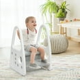 thumbnail image 3 of Costway Kids Step Stool Learning Helper w/Armrest for Kitchen Toilet Potty Training Gray, 3 of 10