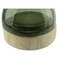 thumbnail image 2 of 9.75" Storm Gray Bubble Glass Pillar Candle Holder with Wooden Base, 2 of 2