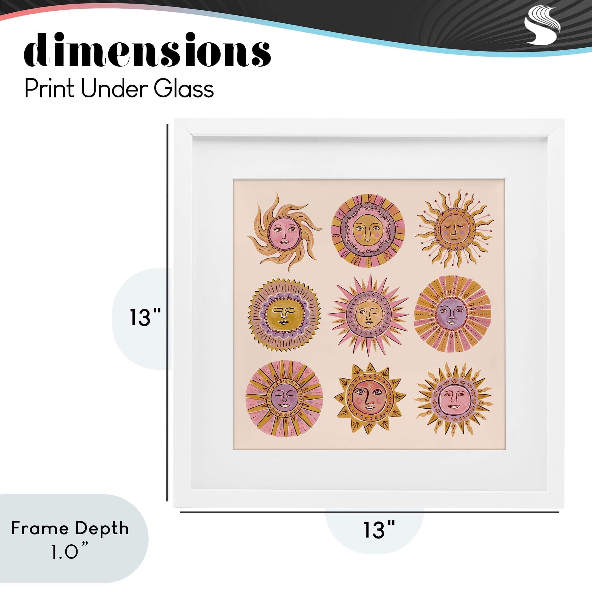 Stupell Industries Boho Solar Faces White Framed Print Under Glass, design by Two If By Sea Studios
